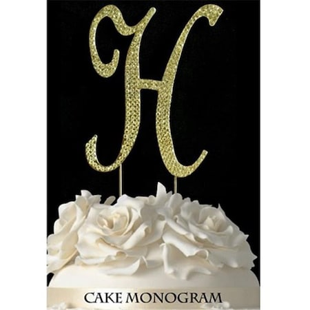 De Yi Enterprise 33015-Hg Monogram Cake Toppers - Gold Rhinestone - H